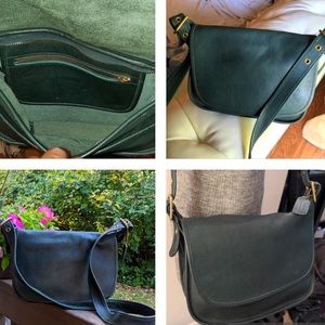 vintage Coach Hunter green Patricia saddle leather bag VGC needs Zip repair